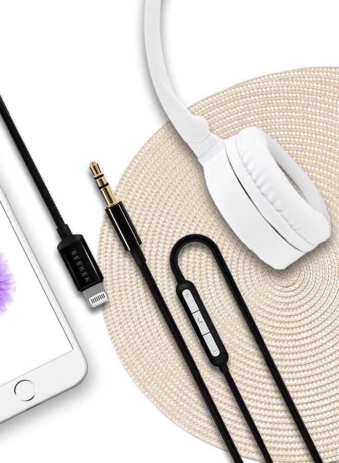 Seeken SEEKEN IOS AUX with Microphone 3.5 mm Cable - Black | Fast Charging | Campatible with Iphone | Premium Design | High-Quality.  - Image 3