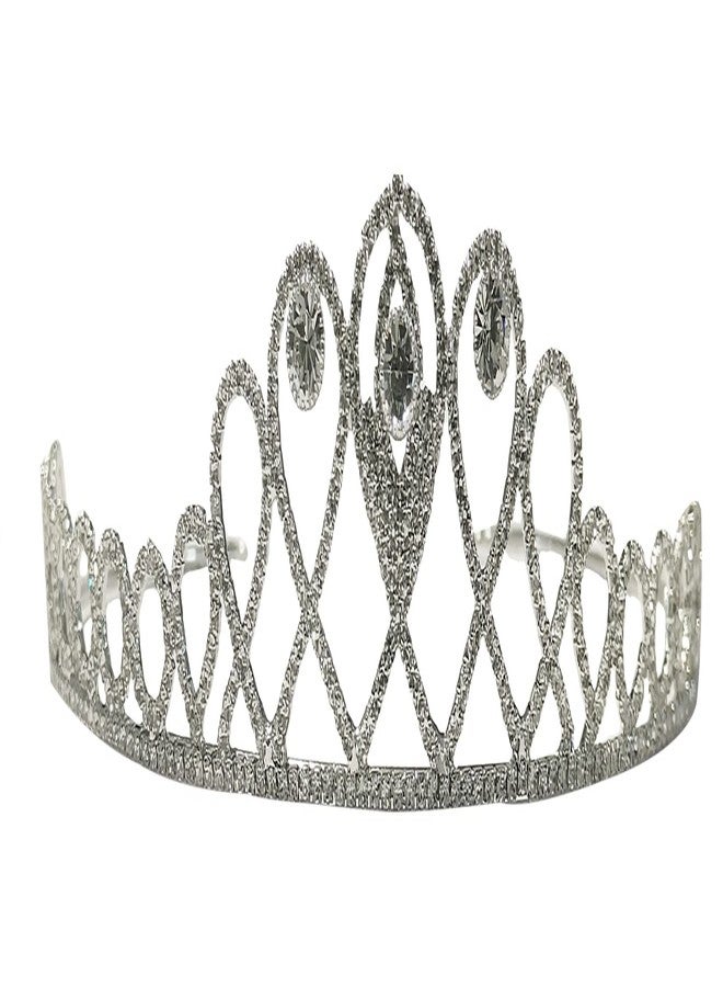 La Belleza Rhodium Plated Rhinestone Studded Princess Head Crown Hairband Hair Accessories Wedding Party Fancy Bridal For Girls And Women - Image 1