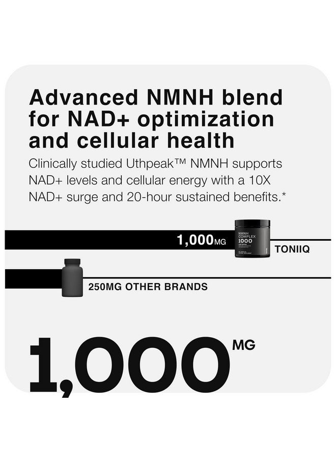 Toniiq مكمل NMNH - تركيبة عالية الفعالية 1,000 ملغ مع Uthpeak™ NMNH المدروسة سريرياً، ريسفيراترول، كيرسيتين وTMG - نقية للغاية - مختبرة في مختبرات طرف ثالث - 60 كبسولة - Image 5