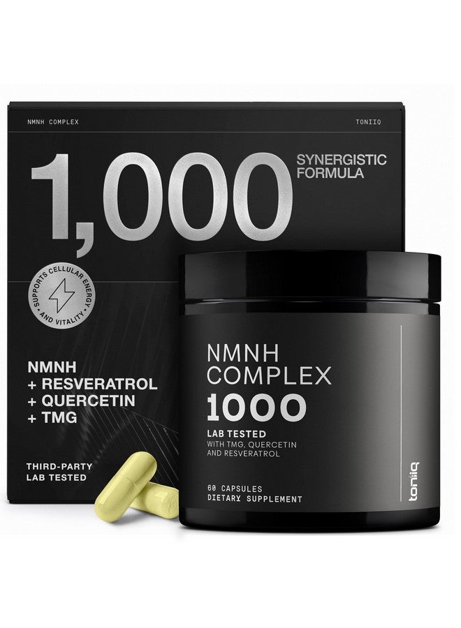 Toniiq مكمل NMNH - تركيبة عالية الفعالية 1,000 ملغ مع Uthpeak™ NMNH المدروسة سريرياً، ريسفيراترول، كيرسيتين وTMG - نقية للغاية - مختبرة في مختبرات طرف ثالث - 60 كبسولة - Image 1