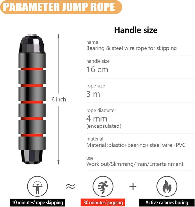 Redify Jump Rope,Jump Ropes for Fitness for Women Men and Kids,Speed Jumping Rope for Workout with Ball Bearings,Adjustable Skipping Rope for Exercise&Slim Body at Home School Gym - Image 2