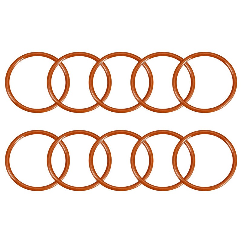 uxcell Silicone O-Ring, 50mm OD, 43mm ID, 3.5mm Width, VMQ Seal Rings Gasket, Red, Pack of 10 - Image 1