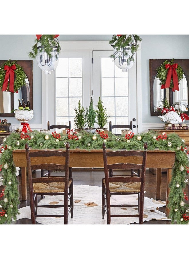DearHouse Pine Christmas Garland,6Ft WinterArtificial Greenery Garland for Holiday Season Mantel Fireplace Table Runner Centerpiece Decor - Image 1