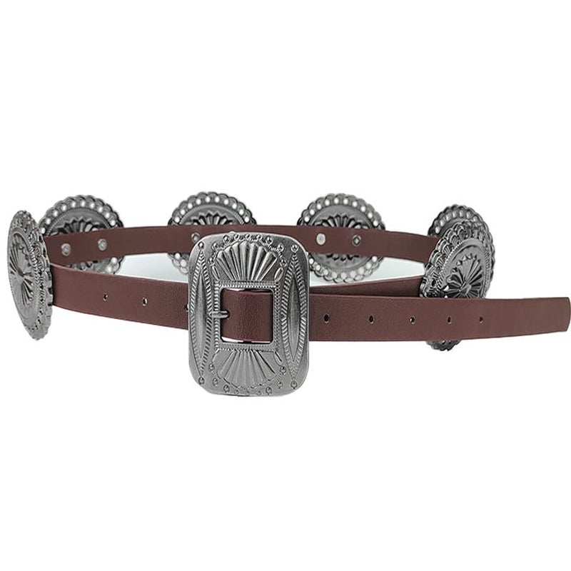 OVOY Western-Cowboy-Disc-Belt Boho Wide Disk Concho Country Waist Belts for Women - Image 3