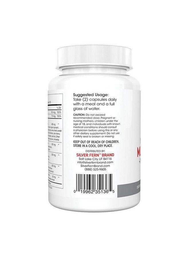 Silver Fern Whole Food Daily Multi Vitamin w/Trace Mineral Blend Supplement - 4 Bottles - 60 Vegicaps Each - 120 Day Supply - Natural, Non-GMO, Vegan, Multivitamin - Zero Synthetics