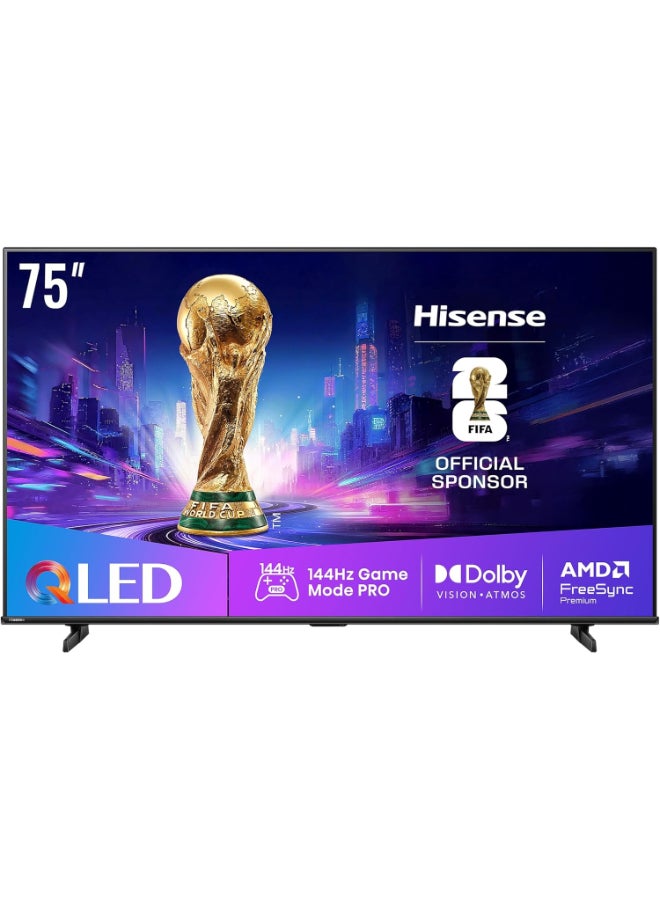 هايسنس تلفاز ذكي ميني LED بحجم 75 بوصة، نقطة كمومية، 144 هرتز، مضخم صوت مدمج، Dolby Vision IQ وDolby Atmos، إضاءة محلية كاملة، معالج Hi-View Engine [فئة الطاقة E] - Image 1