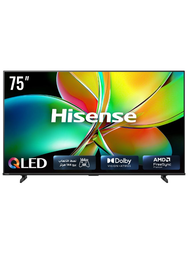 Hisense 75 inch 4K Smart TV 144Hz QLED 75E8Q,Quantum Dot Colour, HDR10+,HSR 240Hz,Dolby Vison.Atmos,Voice Control,Filmmaker Mode,8 Years VIDAA OS Updates,450 nits Typical brightness 75E8Q Black - Image 1