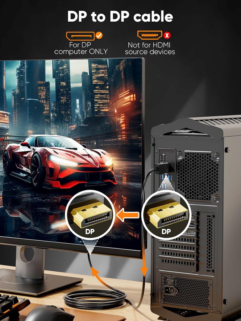 CableCreation VESA Certified DisplayPort 2.1/40Gbps Cable 2m/6.6ft, DP 2.1 Cable Support 8K/60HZ，4K/120HZ,PVC Display Port Cable Cord Compatible FreeSync G-Sync and HDR for Gaming Monitor,PC,RX 7900 - Image 4