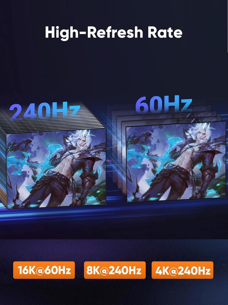 CableCreation VESA Certified DisplayPort 2.1/40Gbps Cable 2m/6.6ft, DP 2.1 Cable Support 8K/60HZ，4K/120HZ,PVC Display Port Cable Cord Compatible FreeSync G-Sync and HDR for Gaming Monitor,PC,RX 7900 - Image 5