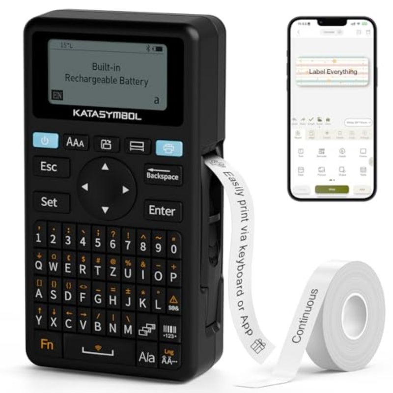E11 Bluetooth Label Printer Rechargeable For Home Office And Travel Black Wireless Thermal Printing - Image 1