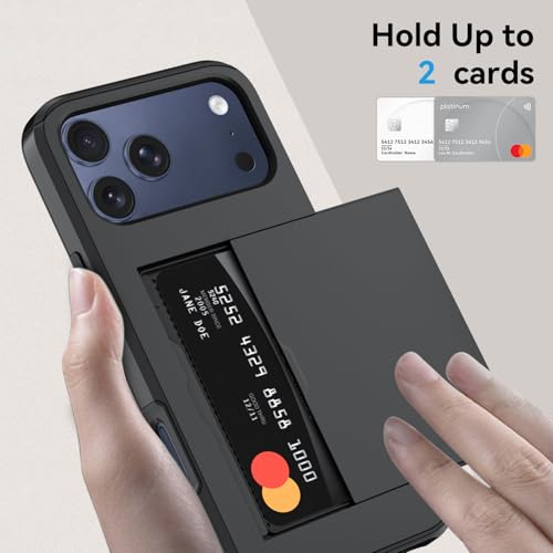 Qinmay Compatible with iPhone 17 Pro Case Wallet,Built-in Card Holder, Heavy Duty Protective Dual Layer Shockproof Hidden Card Slot Slim Wallet Phone Cover for iPhone 17 Pro，Black - Image 3