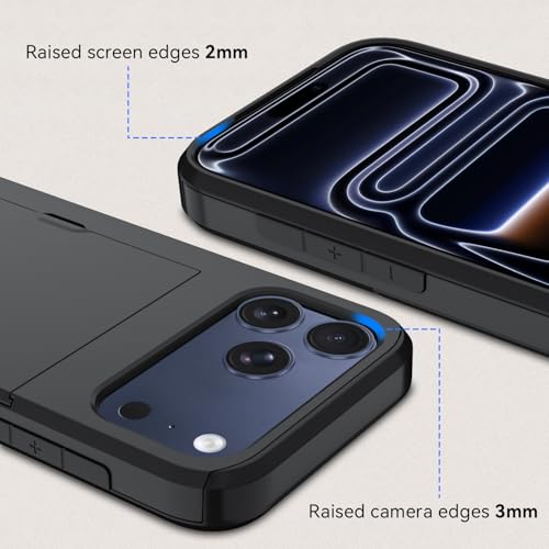 Qinmay Compatible with iPhone 17 Pro Case Wallet,Built-in Card Holder, Heavy Duty Protective Dual Layer Shockproof Hidden Card Slot Slim Wallet Phone Cover for iPhone 17 Pro，Black - Image 4
