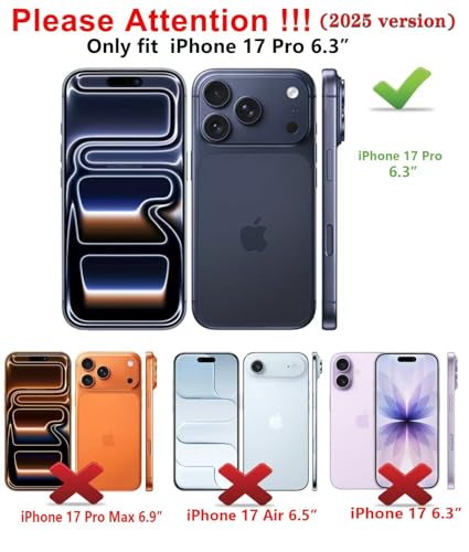 Qinmay Compatible with iPhone 17 Pro Case Wallet,Built-in Card Holder, Heavy Duty Protective Dual Layer Shockproof Hidden Card Slot Slim Wallet Phone Cover for iPhone 17 Pro，Black - Image 2
