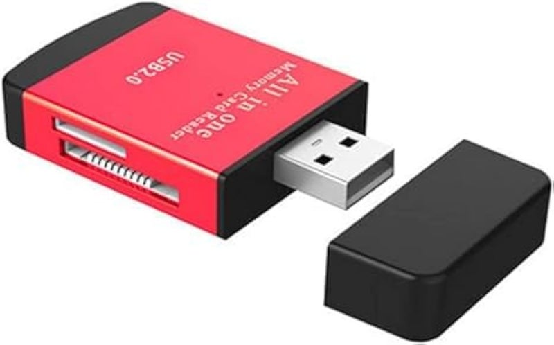 4 in 1 Card Reader USB2.0 to SD Micro SD TF MS MMC M2 for Laptop PC Smart Card Adapter (Red)