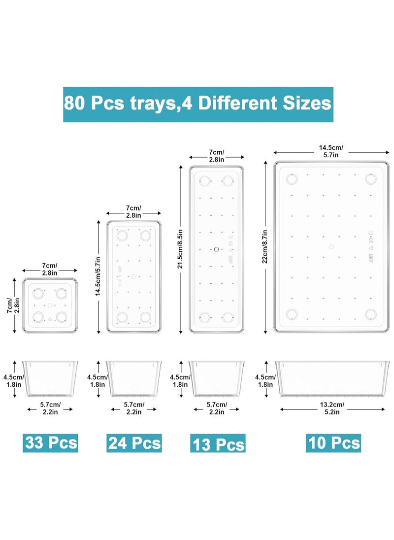 Generic Set of 80 clear plastic drawer organizers, multi-size, organize drawers in bathroom, makeup, jewelry, kitchen and office.  - Image 3