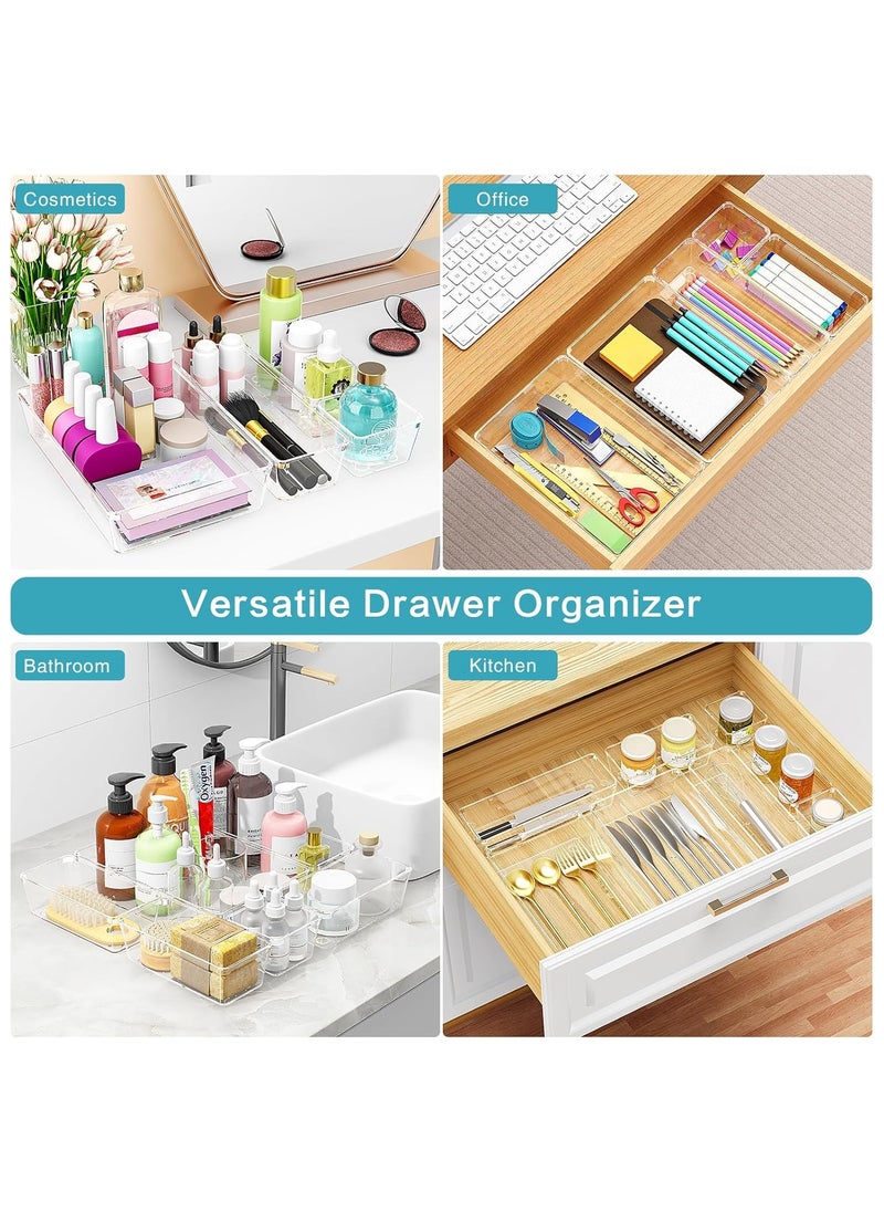 Generic Set of 80 clear plastic drawer organizers, multi-size, organize drawers in bathroom, makeup, jewelry, kitchen and office.  - Image 5