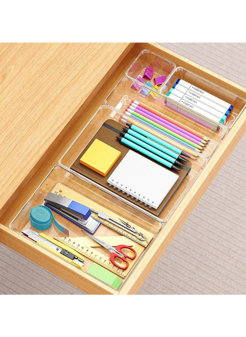 Generic Set of 80 clear plastic drawer organizers, multi-size, organize drawers in bathroom, makeup, jewelry, kitchen and office.  - Image 4