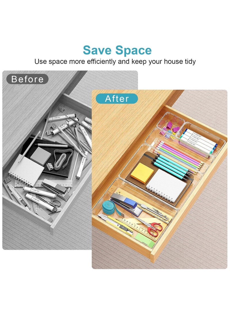 Generic Set of 80 clear plastic drawer organizers, multi-size, organize drawers in bathroom, makeup, jewelry, kitchen and office.  - Image 2