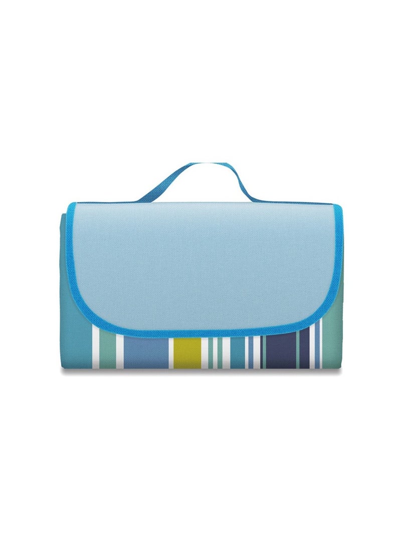 150x200 سنتيمتر مقاوم للماء طوي التخييم في الهواء الطلق حصيرة توسيع نزهة منقوشة بطانية شاطئ الطفل متعددة السياحية ، الشريط الأزرق - Image 2