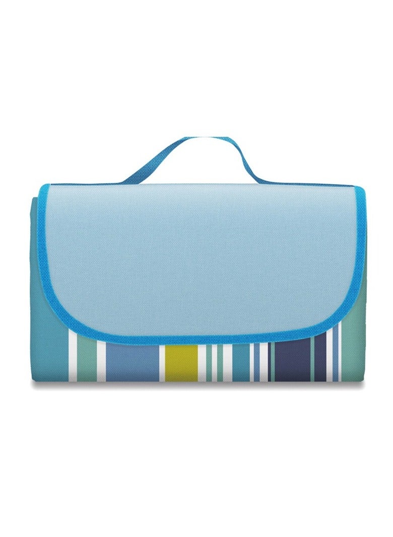 150x200 سنتيمتر مقاوم للماء طوي التخييم في الهواء الطلق حصيرة توسيع نزهة منقوشة بطانية شاطئ الطفل متعددة السياحية ، الشريط الأزرق - Image 5