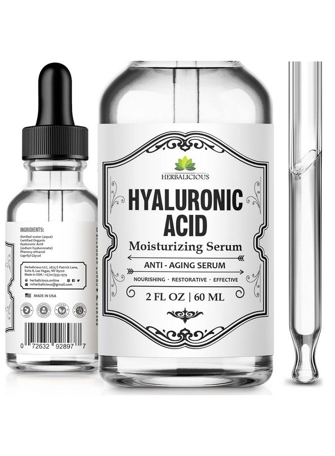 HERBALICIOUS Hyaluronic Acid Hydrating Serum With Organic Ha Dark Spot Remover For Face And Acne Spot Treatment Antiaging Serum For Fine Lines Wrinkles (2Oz) - Image 2