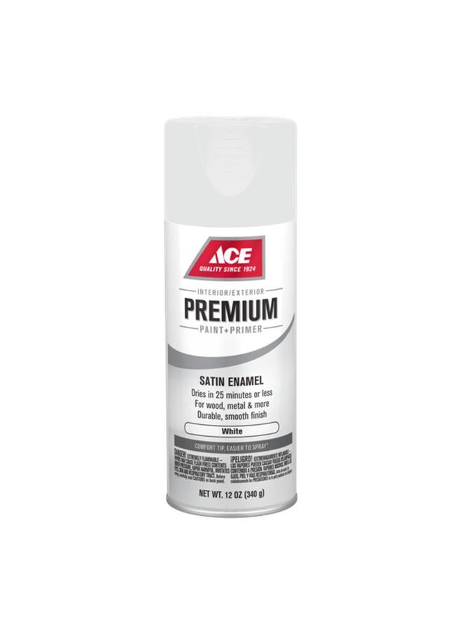 ACE Premium Satin Enamel Spray Paint White 12oz - Image 1