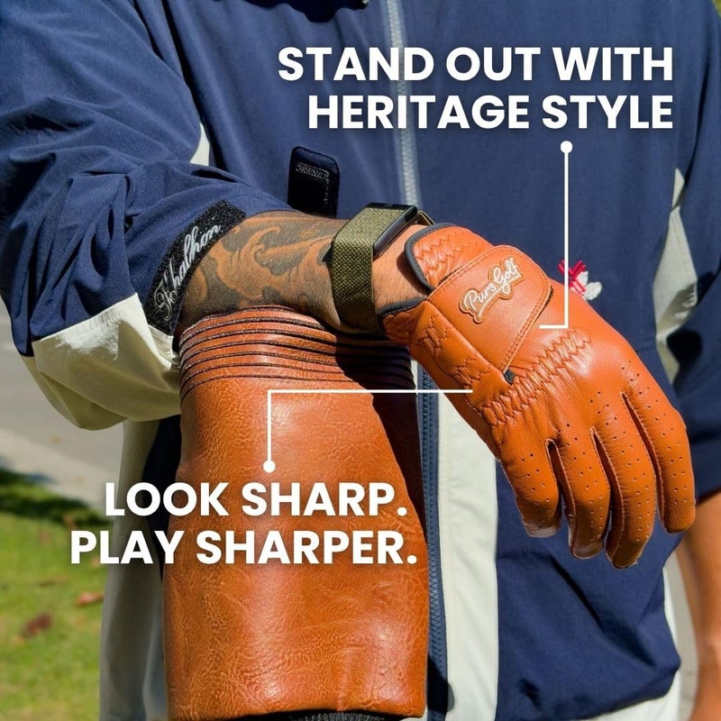 PUR3 Golf PUR3 Cabretta Leather Golf Gloves Men | 2 Pack Heritage Collection | Includes Ball Marker | Golf Glove Men Left Hand and Right Hand (Large, Worn on Left Hand (for Right Handed Golfers)) - Image 5