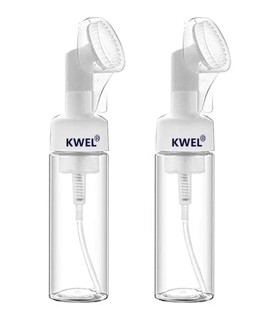 KWEL Empty Facial Cleansing Brush Foaming Face Wash Bottle | Built-In Face Brush Bottle|Liquid Foaming Soap Shampoo, Bubble Foaming Liquid Soap|Facial Cleansing Massage|Refillable,Leak Proof, - Image 1