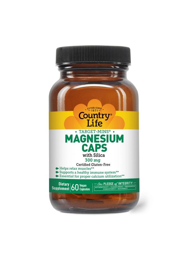 Country Life Targetmins Magnesium With Silica 300Mg 60 Vegan Capsules Certified Gluten Free Certified Vegan  - Image 1