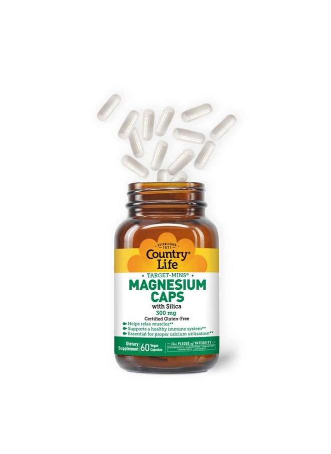 Country Life Targetmins Magnesium With Silica 300Mg 60 Vegan Capsules Certified Gluten Free Certified Vegan  - Image 4
