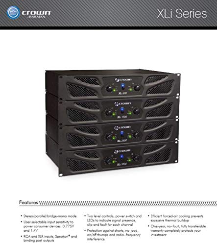 Crown XLi2500 Two-channel, 1500-Watt Bridged 8Ω Power Amplifier. Professional DJ, PA, Stage Amp. Black - Image 5