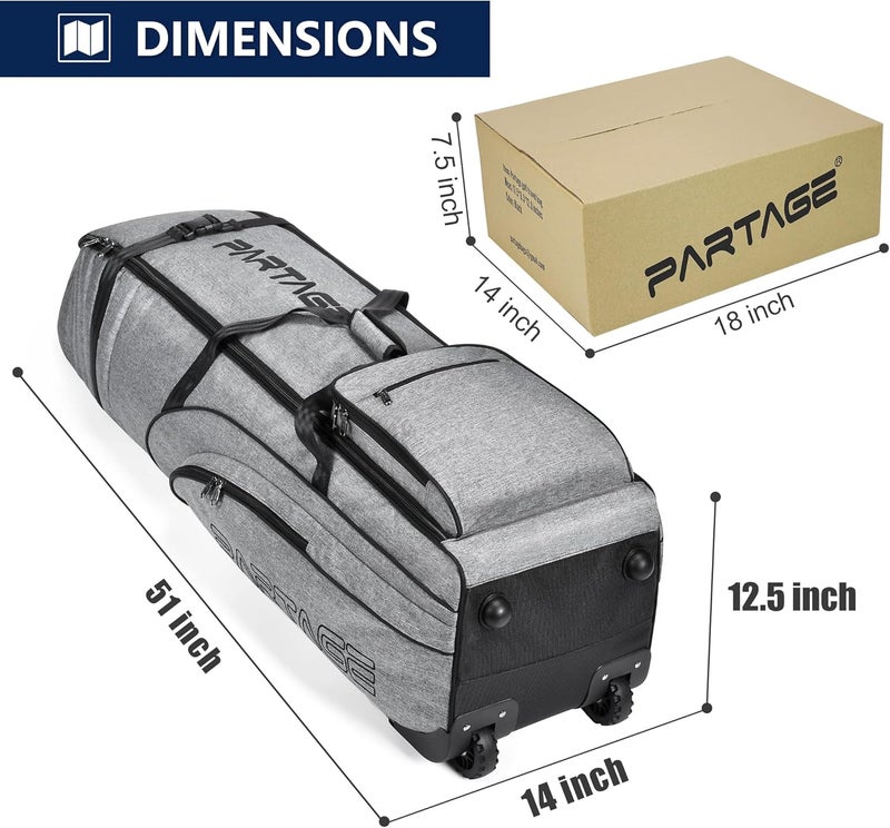 Partage Golf Travel Bag with Wheels - 900D Heavy Duty Oxford, Gray - Image 5