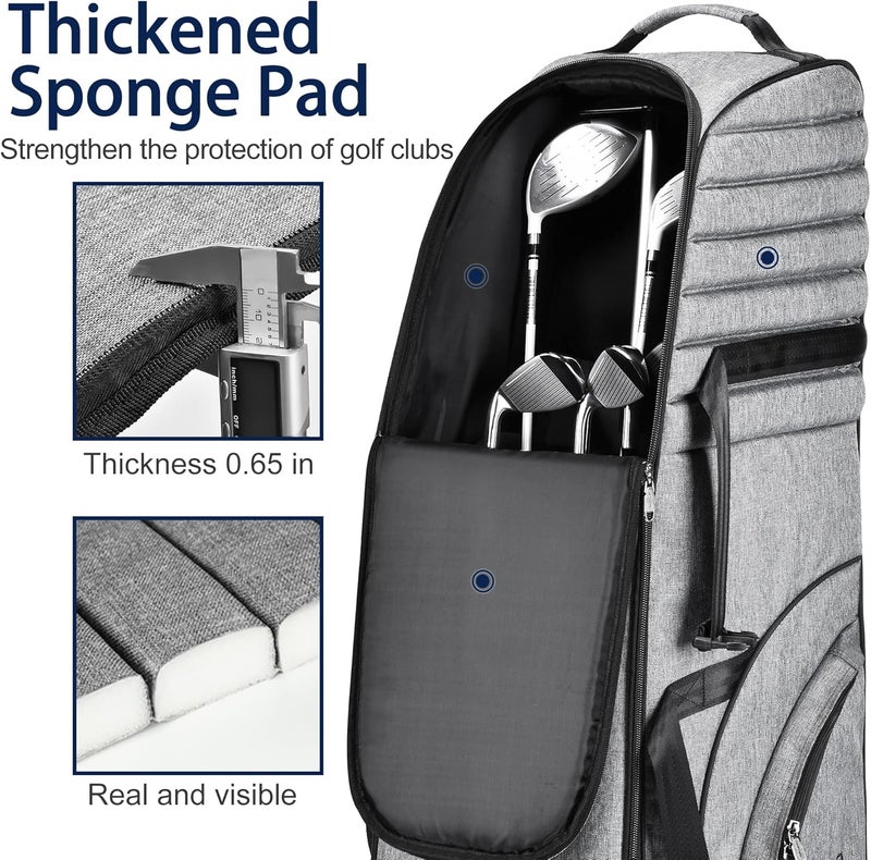 Partage Golf Travel Bag with Wheels - 900D Heavy Duty Oxford, Gray - Image 3