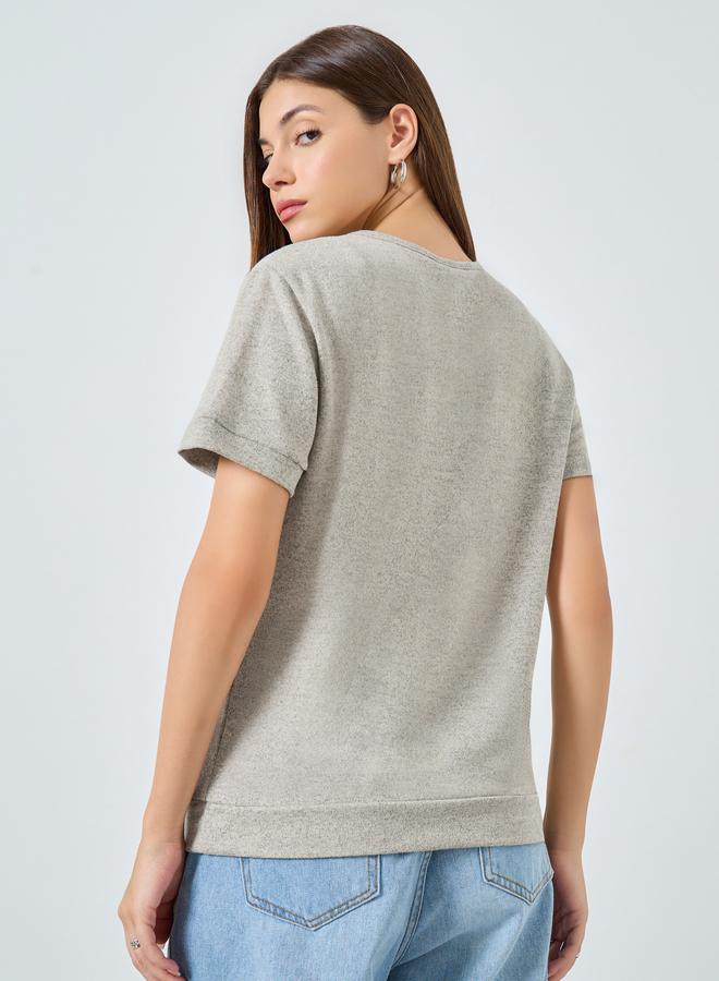 Styli Relaxed Fit Textured Knit T-Shirt - Image 5