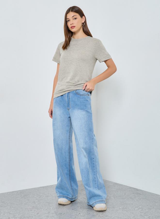 Styli Relaxed Fit Textured Knit T-Shirt - Image 2