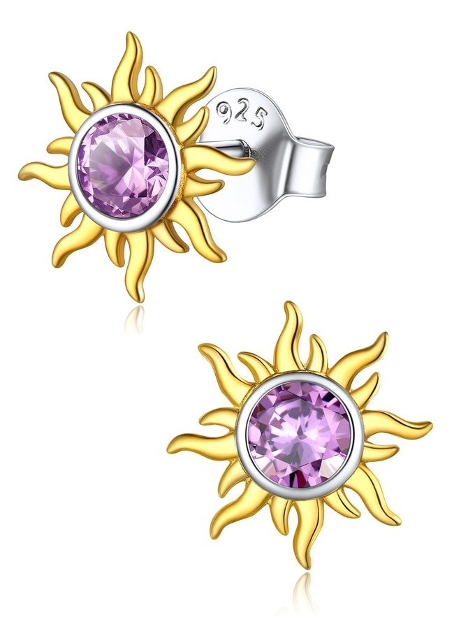 ChicSilver Purple Earrings for Women Dainty Alexandrite Earrings June Birthstone Earrings Hypoallergenic Sun Earrings for Women - Image 1