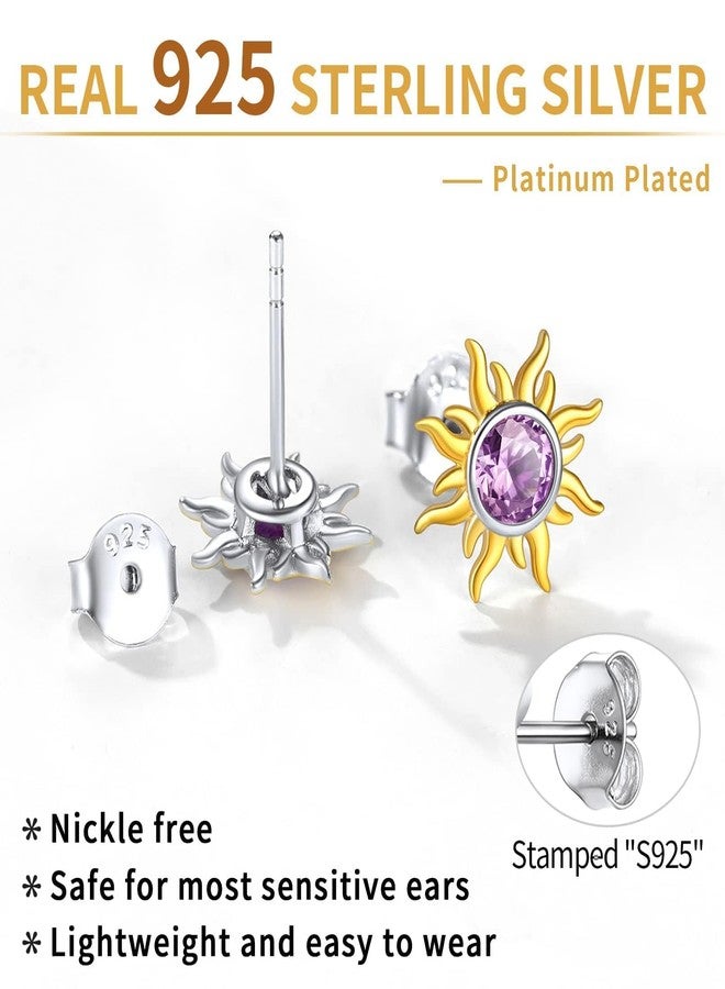 ChicSilver Purple Earrings for Women Dainty Alexandrite Earrings June Birthstone Earrings Hypoallergenic Sun Earrings for Women - Image 4