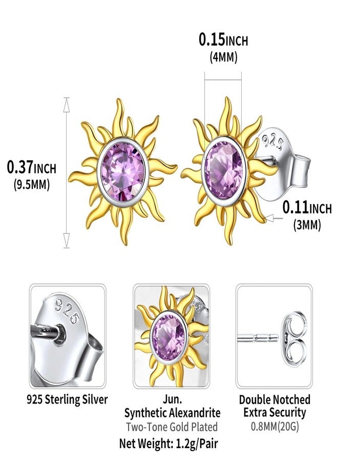 ChicSilver Purple Earrings for Women Dainty Alexandrite Earrings June Birthstone Earrings Hypoallergenic Sun Earrings for Women - Image 5