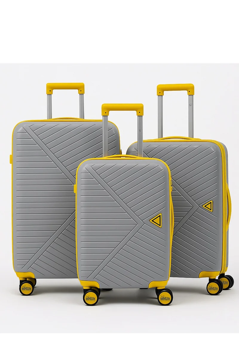 MNUK VIATOR PREMIE Set of 3 Luggage| Polypropylene (PP) Hardside Luggage Trolley|Double 360Â° 4 Wheeler &amp; Anti-theft Zipper| Cabin-20 Inch, Medium- 24 Inch, Large-28 Inch|Grey