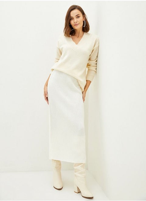 Elastic Waist Straight Women Knitwear Skirt