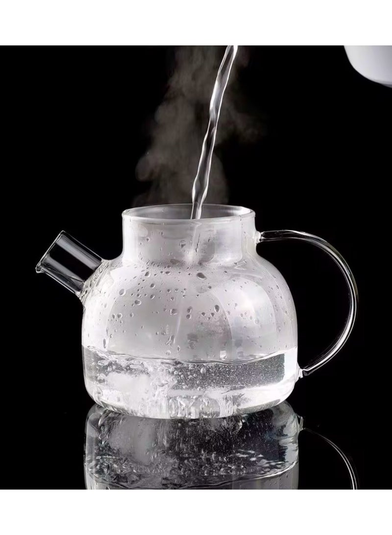 DESSINI غلاية شاي ديسيني 1000 مل من زجاج البورسليكات مع غطاء من الخيزران وسخان شاي KD550 - Image 3