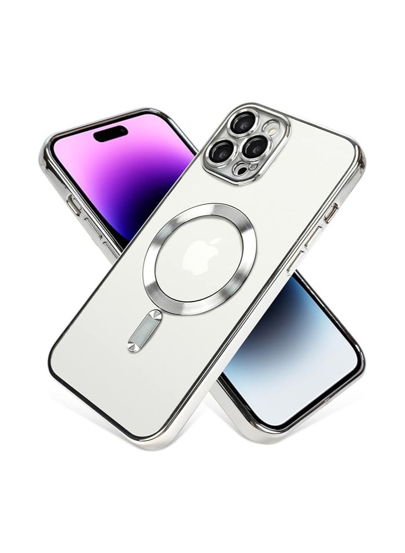 Case with Camera Lens Protector with MagSafe Magnetic Anti-Scratch Shockproof Protective Case For iPhone 14 Pro Max 6.7 Inch Case for Women Men Silver - Image 1