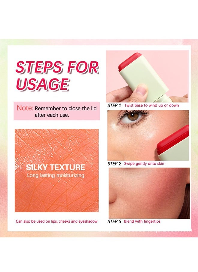 Misiou Beauty - Blush The Moiseture Stick,Waterproof Makeup, Multi-effect 3-in-1 Eyeshadow Lipstick Blush, Must-have To Enhance Your Temperament(#02) - Image 1