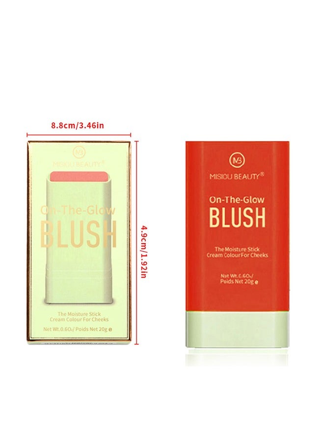 Misiou Beauty - Blush The Moiseture Stick,Waterproof Makeup, Multi-effect 3-in-1 Eyeshadow Lipstick Blush, Must-have To Enhance Your Temperament(#02) - Image 1
