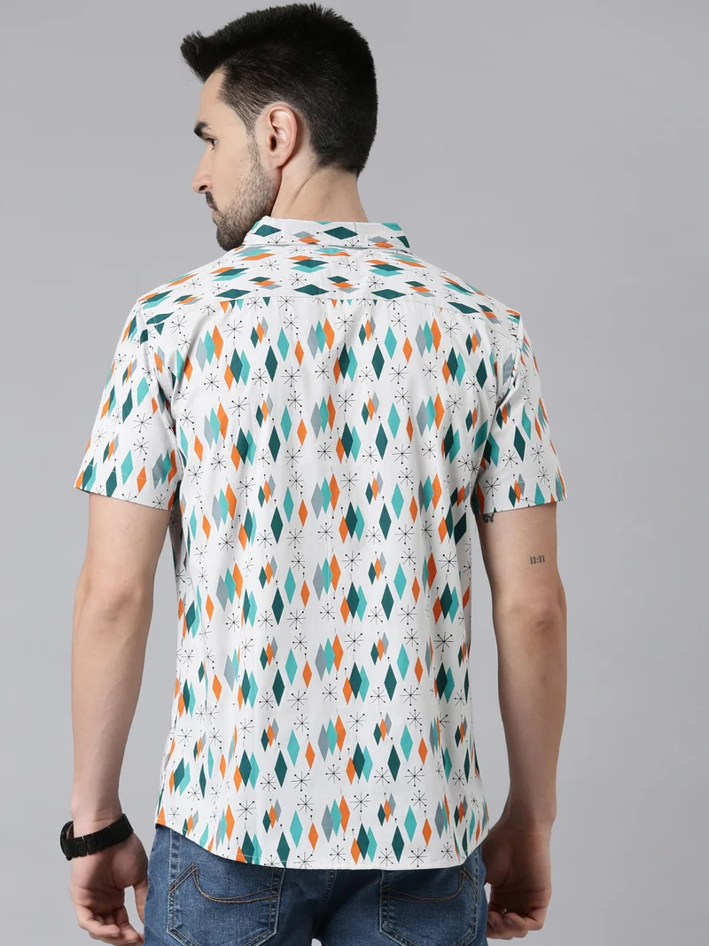 جوفن قميص قطني كاجوال للرجال بطبعة رمادية