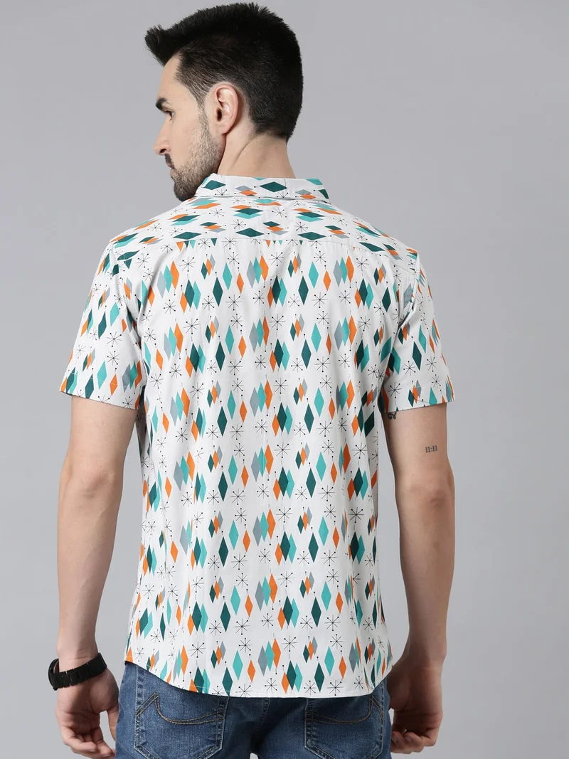 جوفن قميص قطني كاجوال للرجال بطبعة رمادية