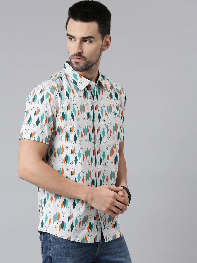 Joven Casual Cotton Shirt for Men - Grey Print - Image 3