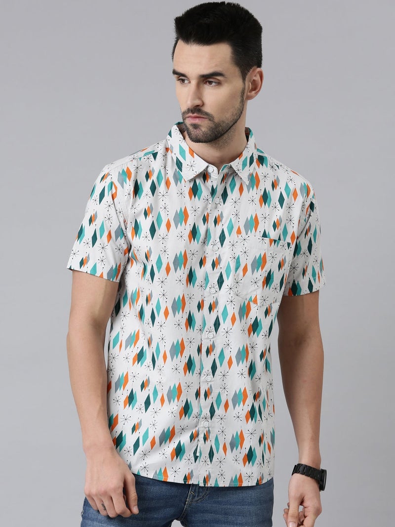 Joven Casual Cotton Shirt for Men - Grey Print - Image 1