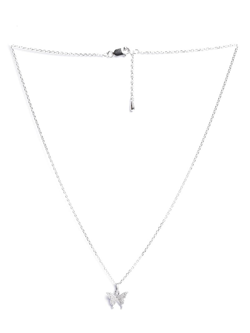 Clara 925 Sterling Silver Fia Butterfly Pendant Chain Necklace | Platinum Plated, Swiss Zirconia | Gift for Women and Girls - Image 4