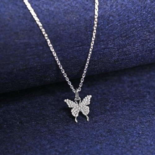 Clara 925 Sterling Silver Fia Butterfly Pendant Chain Necklace | Platinum Plated, Swiss Zirconia | Gift for Women and Girls - Image 2